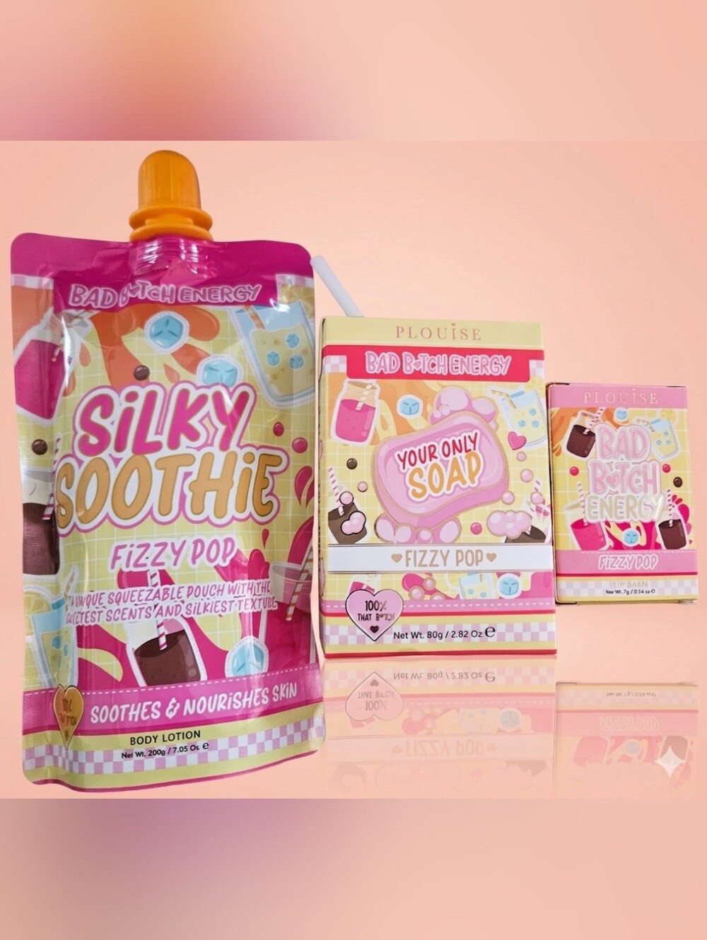Plouise Pink & Yellow Silky Soothie Fizzy Pop Body Lotion Set